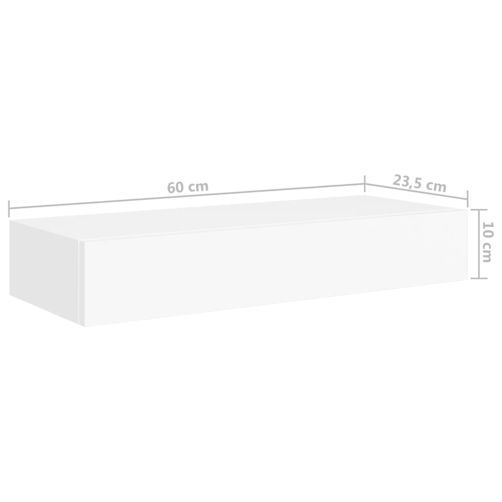 Mensola per cassetti da parete Bianca 60x23,5x10 cm MDF