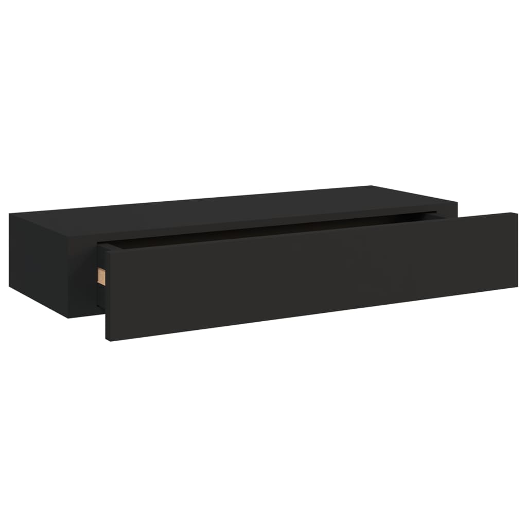 Black wall drawer shelf 60x23.5x10 cm MDF