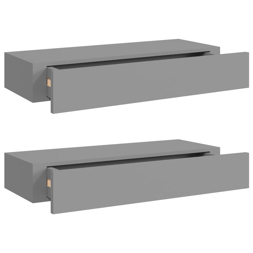 Wall drawers 2 pcs gray 60x23.5x10 cm MDF