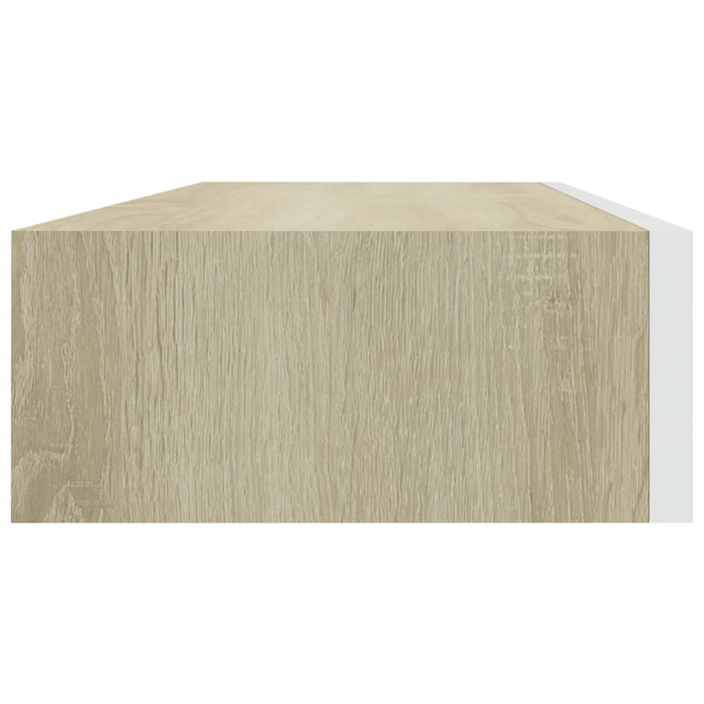 Wall drawer shelves 2 pcs oak and white 60x23.5x10cm MDF