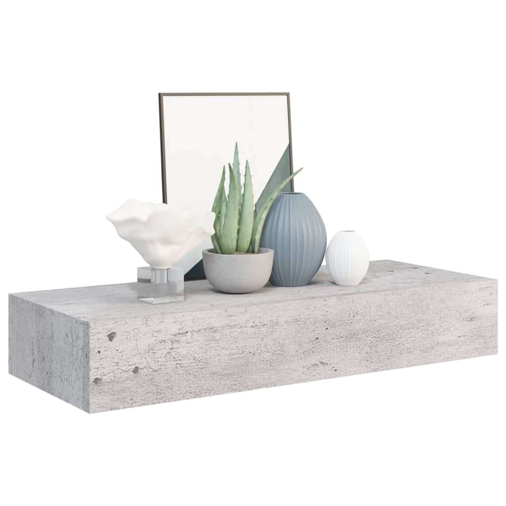 Gray concrete wall drawer shelf 60x23.5x10 cm MDF