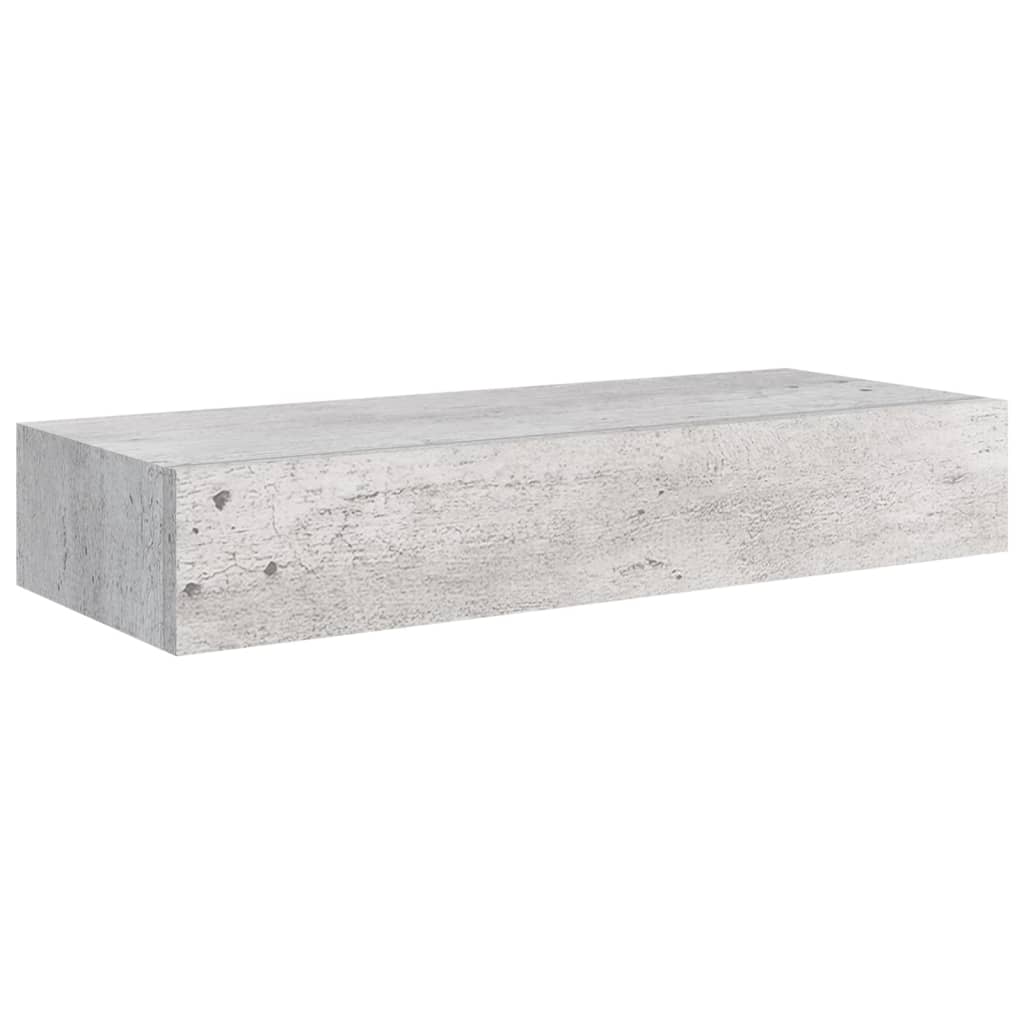 Wall drawer shelves 2 pcs gray concrete 60x23.5x10 cm MDF