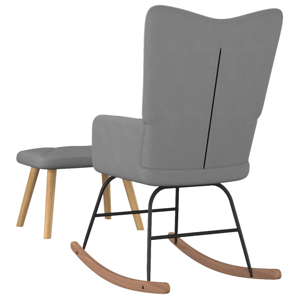 Running chair with dark gray footrest fabric