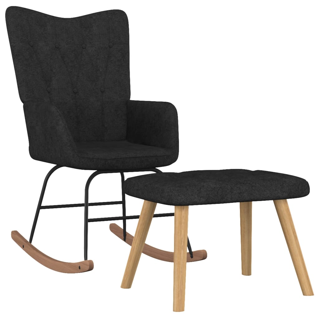 Rocking chair with black fabric footrest