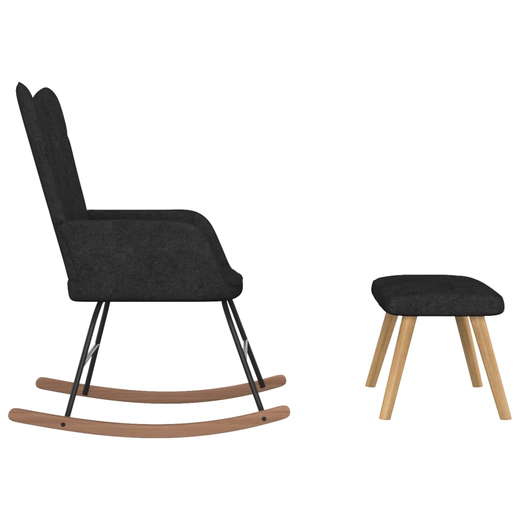 Rocking chair with black fabric footrest