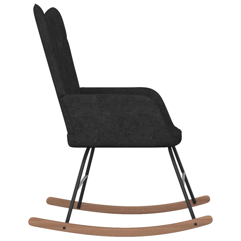 Chaise à bascule avec repose-pied Noir Tissu