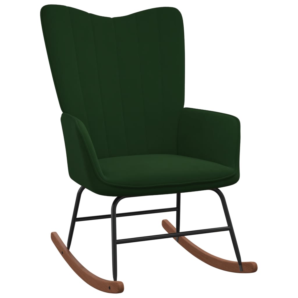 Velvet dark green rocking chair