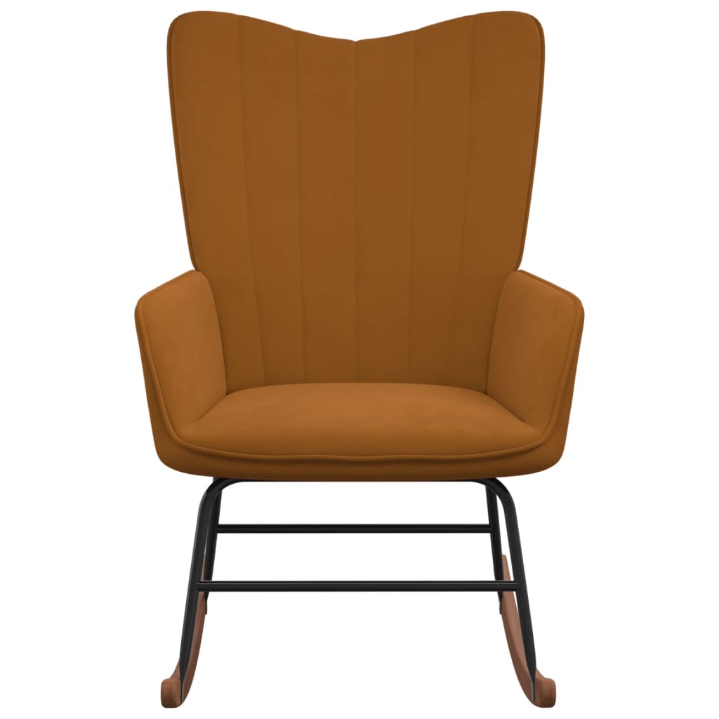 Velvet brown rocking chair