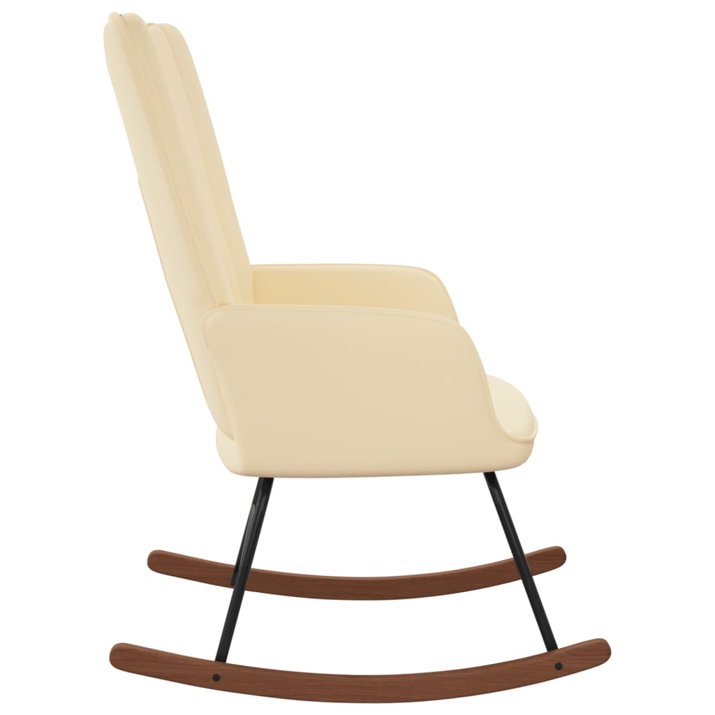 Velvet cream white rocking chair