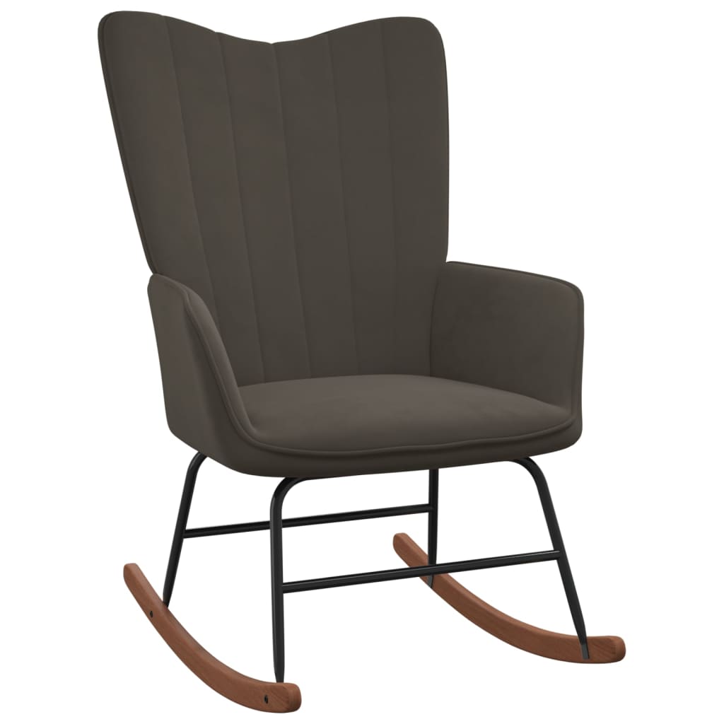 Running chair with dark gray velvet footrest