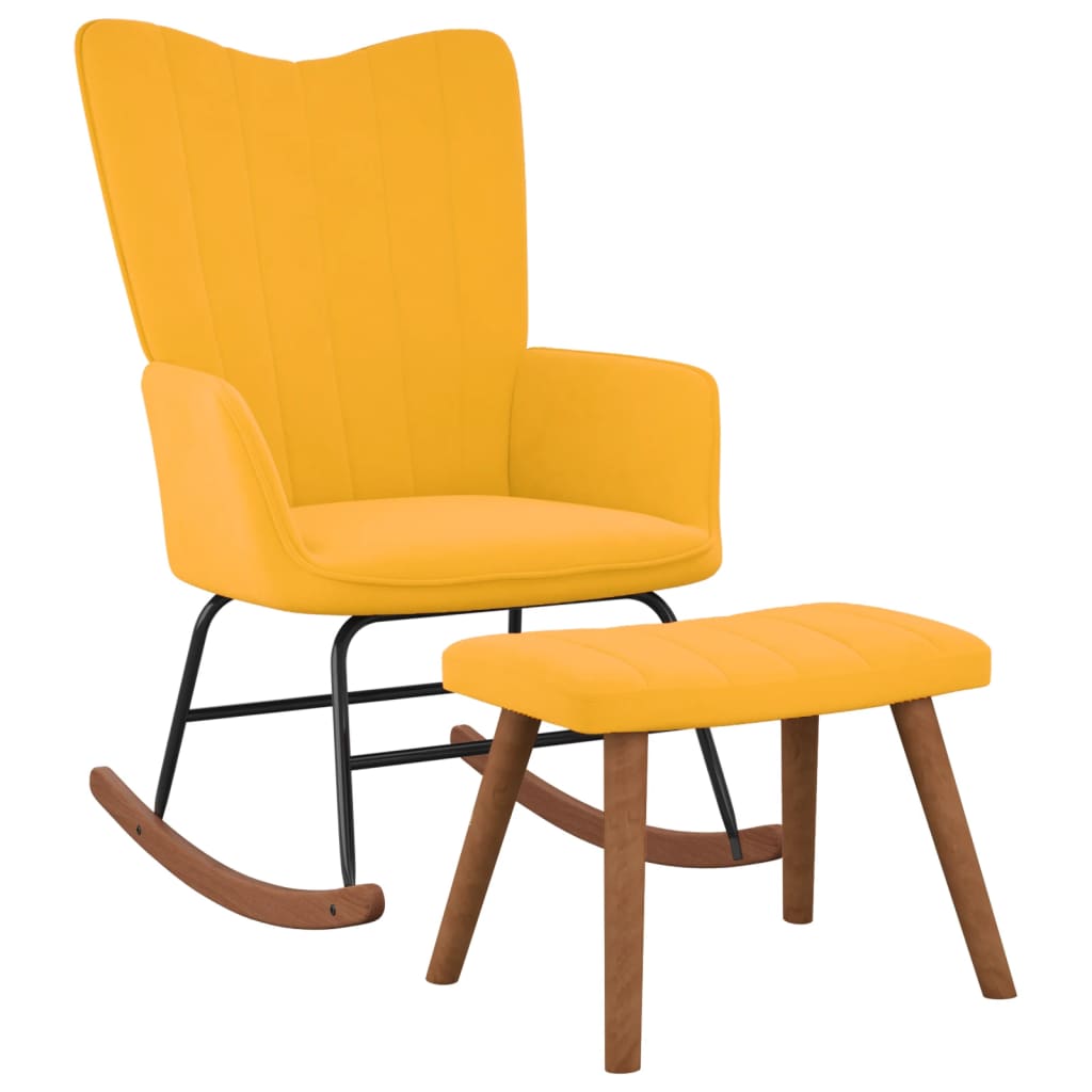 Top chair with Mustard Velvet yellow footrest