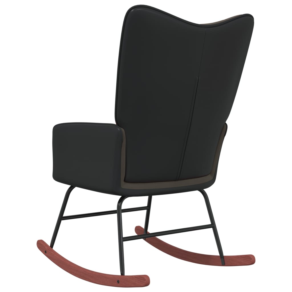 Velvet and PVC dark gray rocking chair