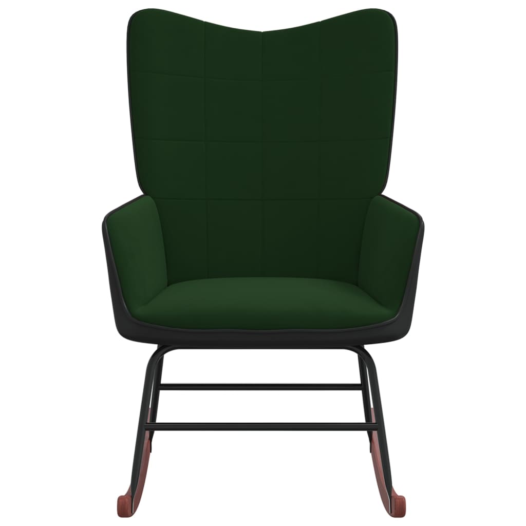 Velvet and PVC dark green rocking chair