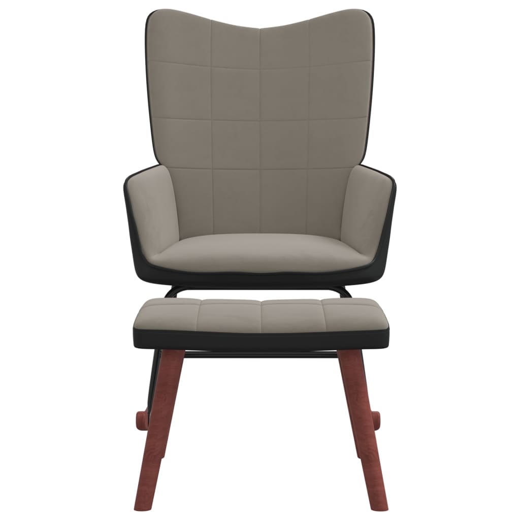 Light gray fench chair Velvet and PVC