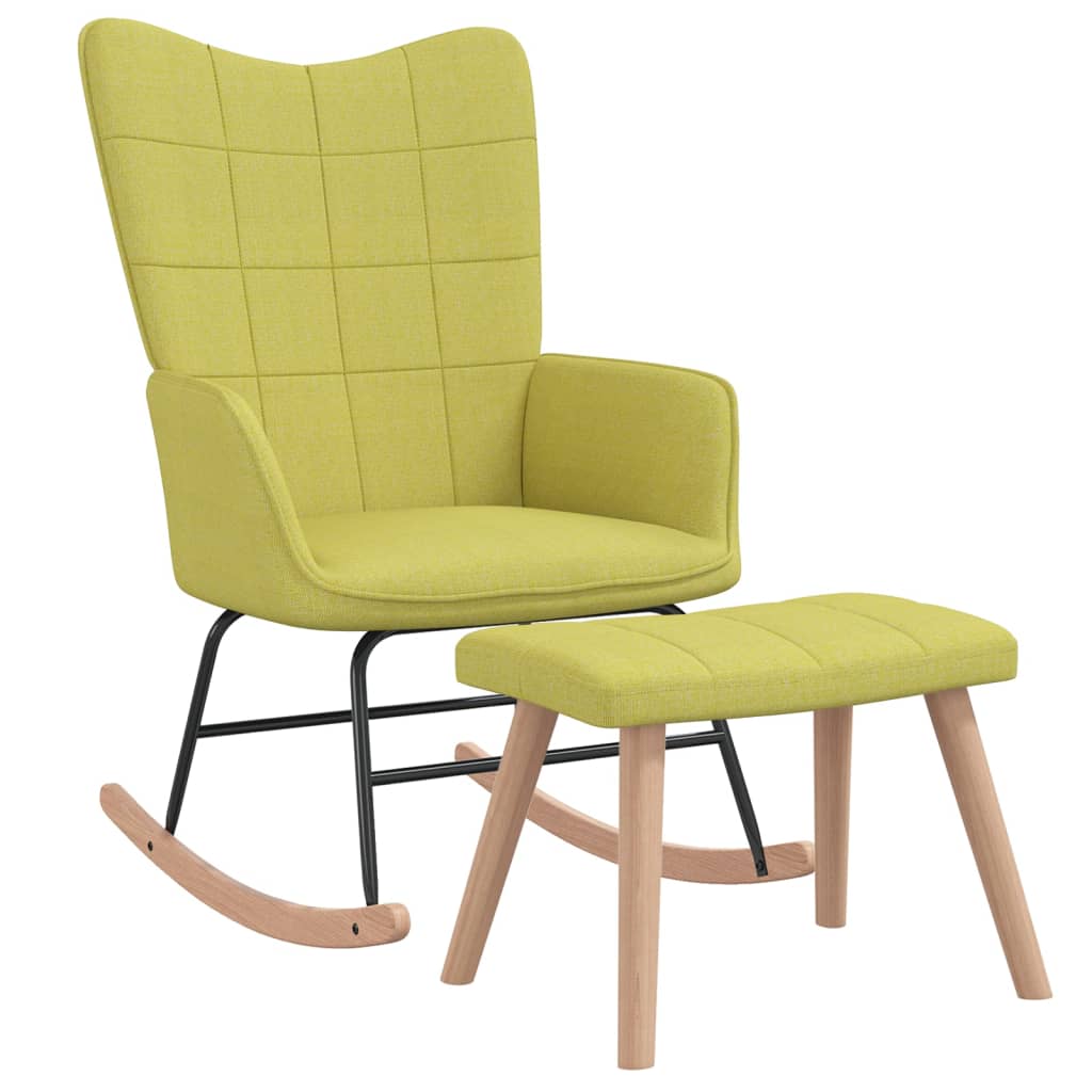 Top chair with green fabric stool