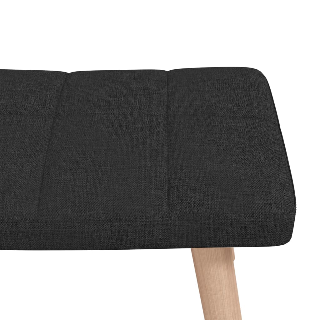 Chaise à bascule avec tabouret Noir Tissu