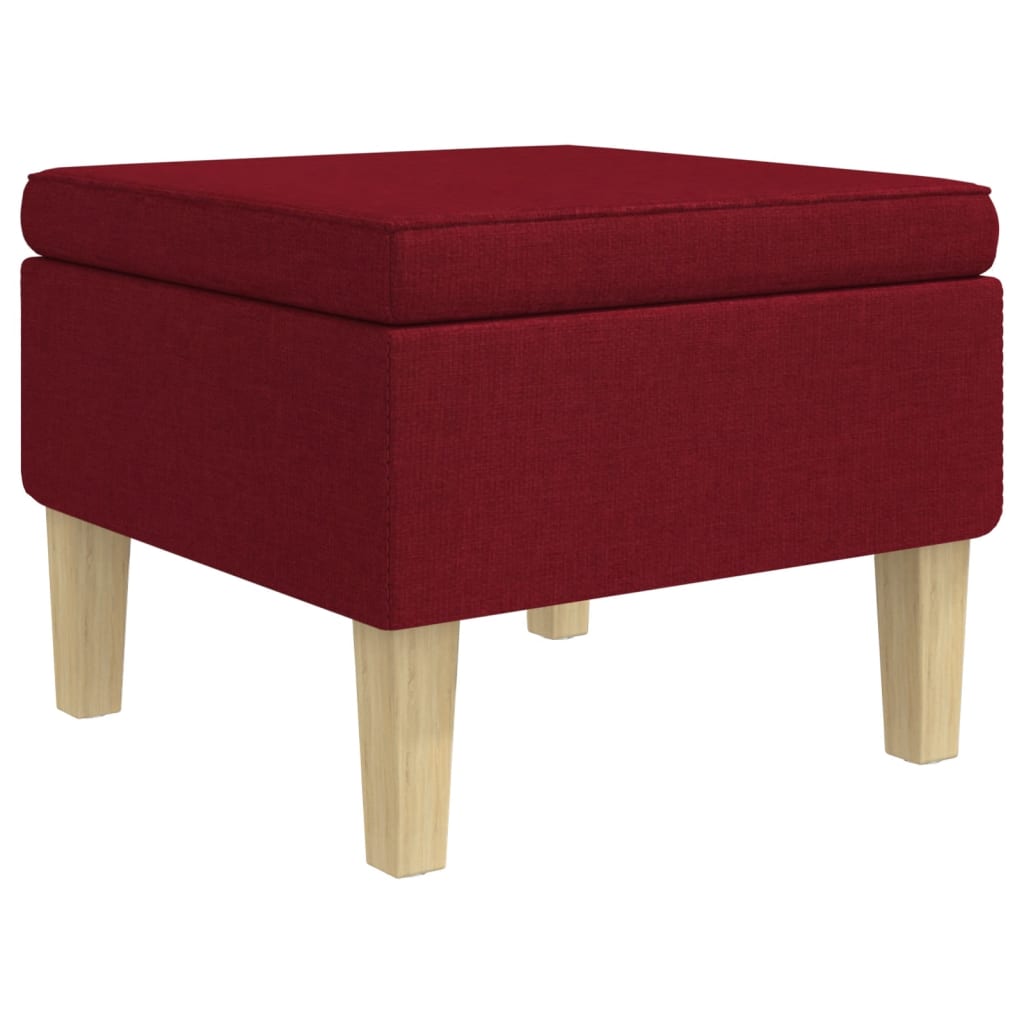Stool with red wooden feet Bordeaux fabric