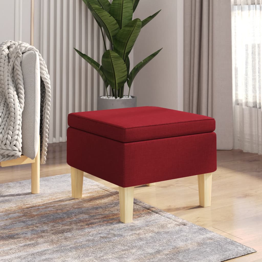 Stool with red wooden feet Bordeaux fabric