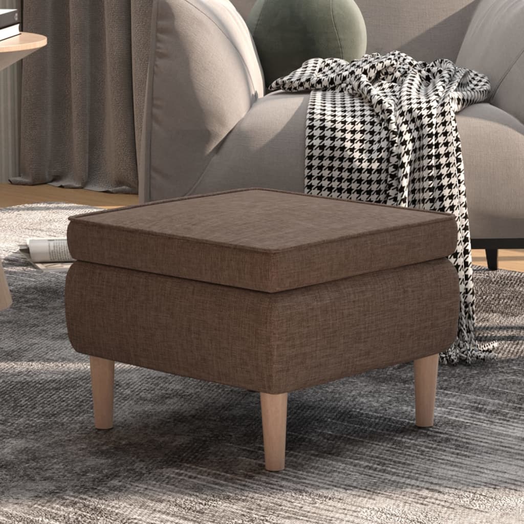Stool with wooden feet taupe fabric