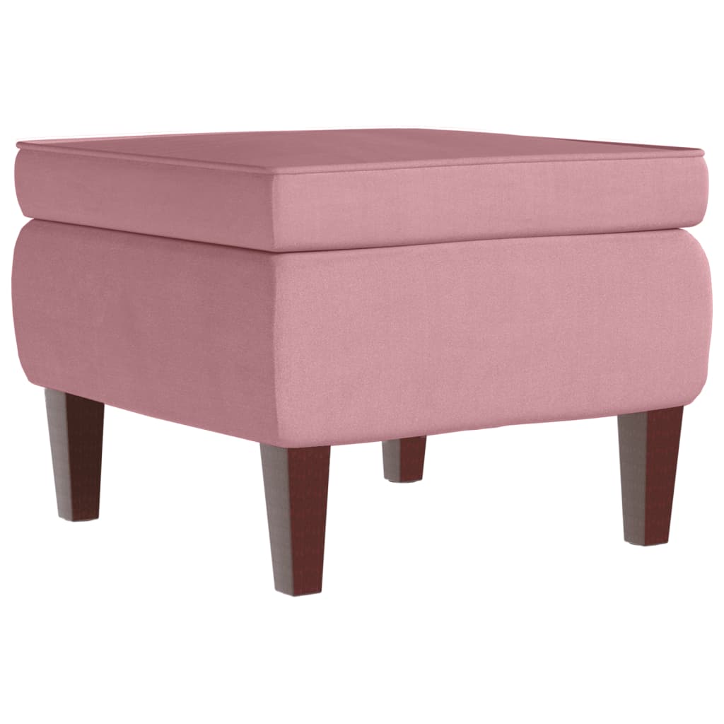 Stool with Pink Wooden Pets Velvet