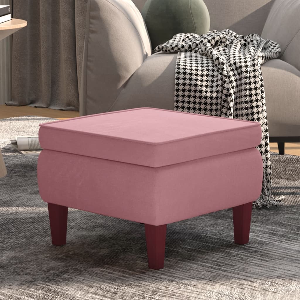 Stool with Pink Wooden Pets Velvet