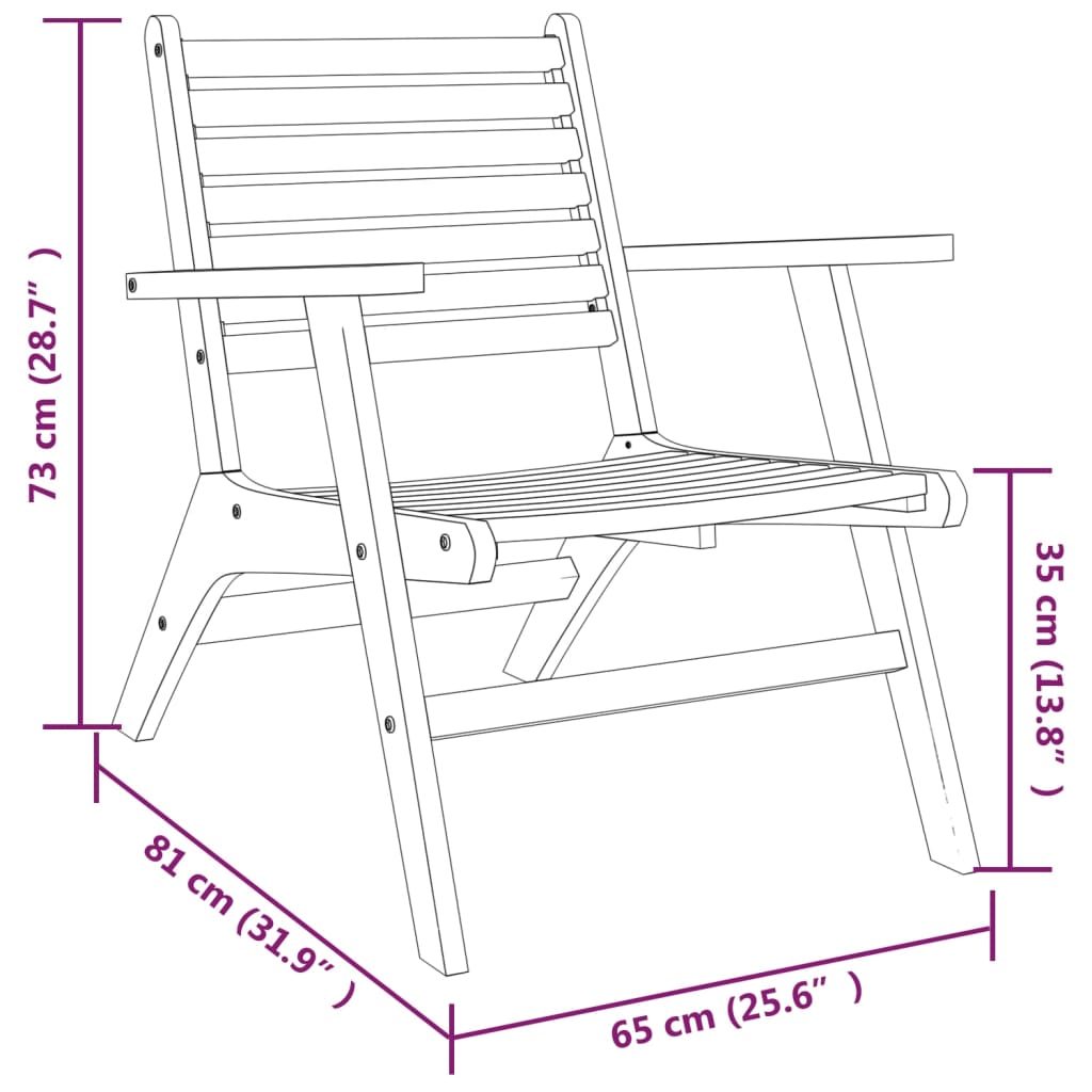 Chaises de jardin 2 pcs Bois d'acacia solide