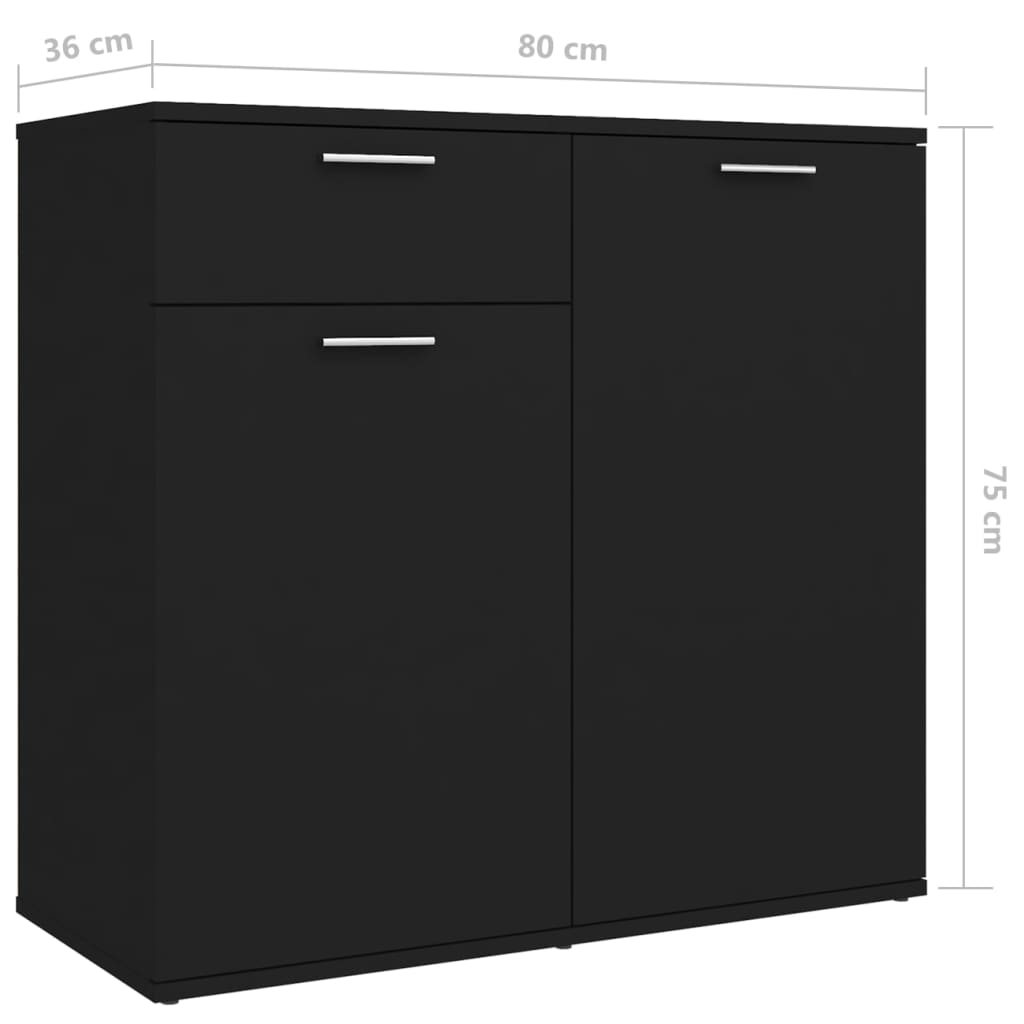 Credenza nera 160x36x75 cm in truciolato