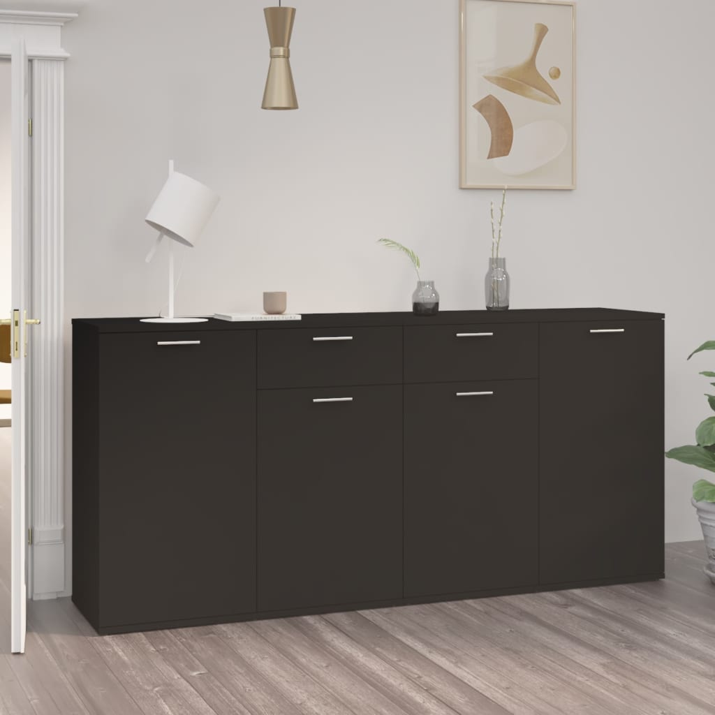 Credenza nera 160x36x75 cm in truciolato