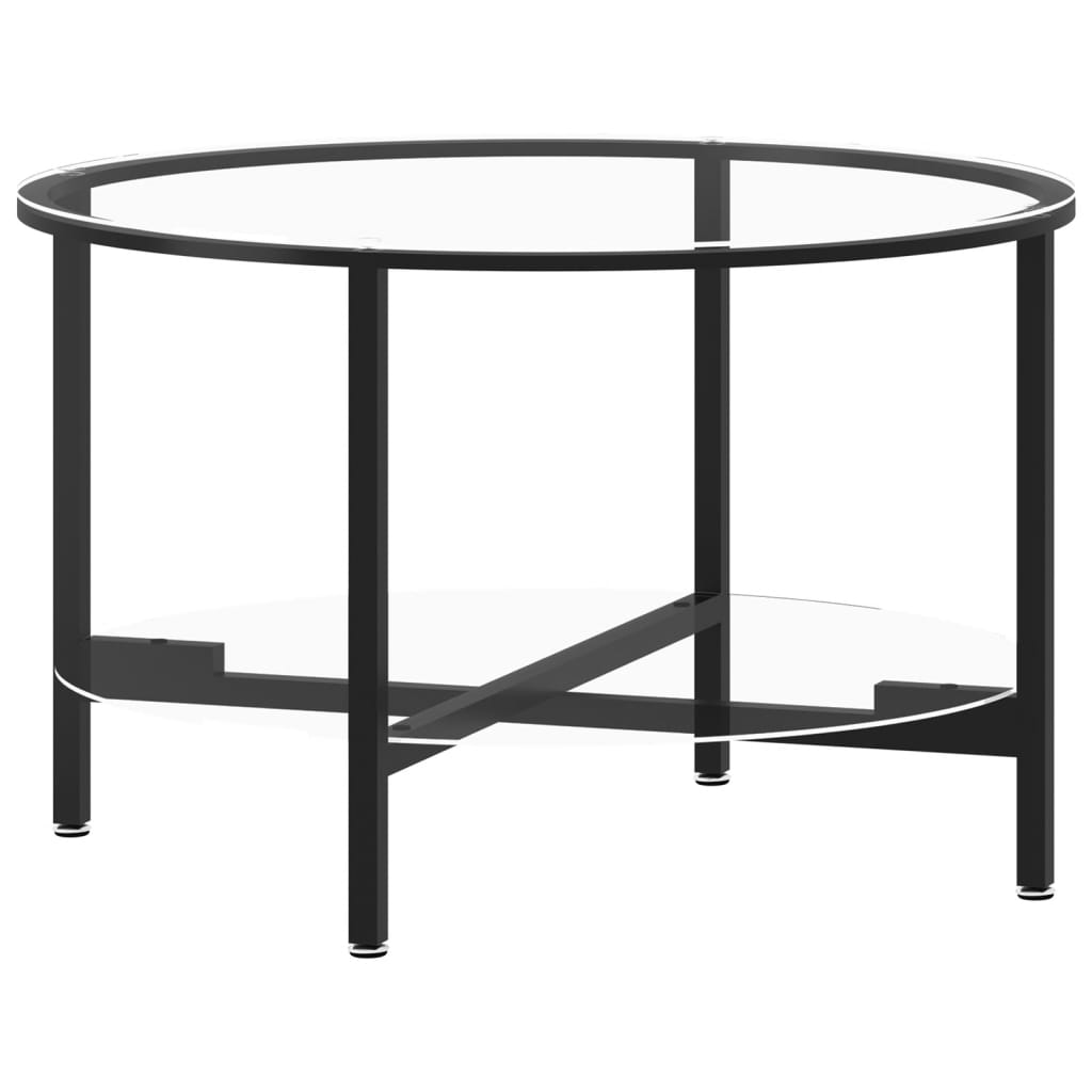 Black and transparent tea table 70 cm tempered glass