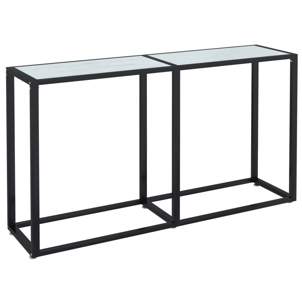 Weiße Marmorkonsole Tabelle 140x35x75,5 cm getemperter Glas