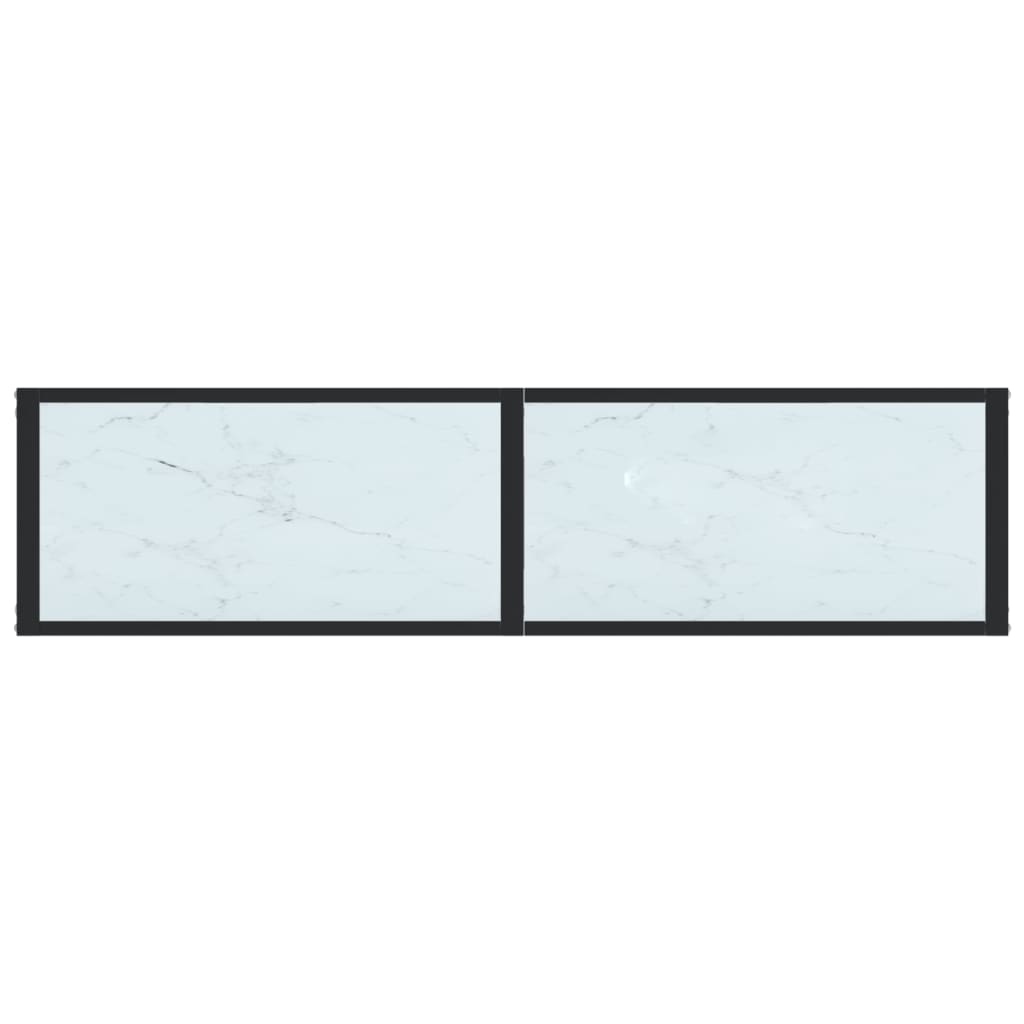 White marble console table 140x35x75.5 cm tempered glass