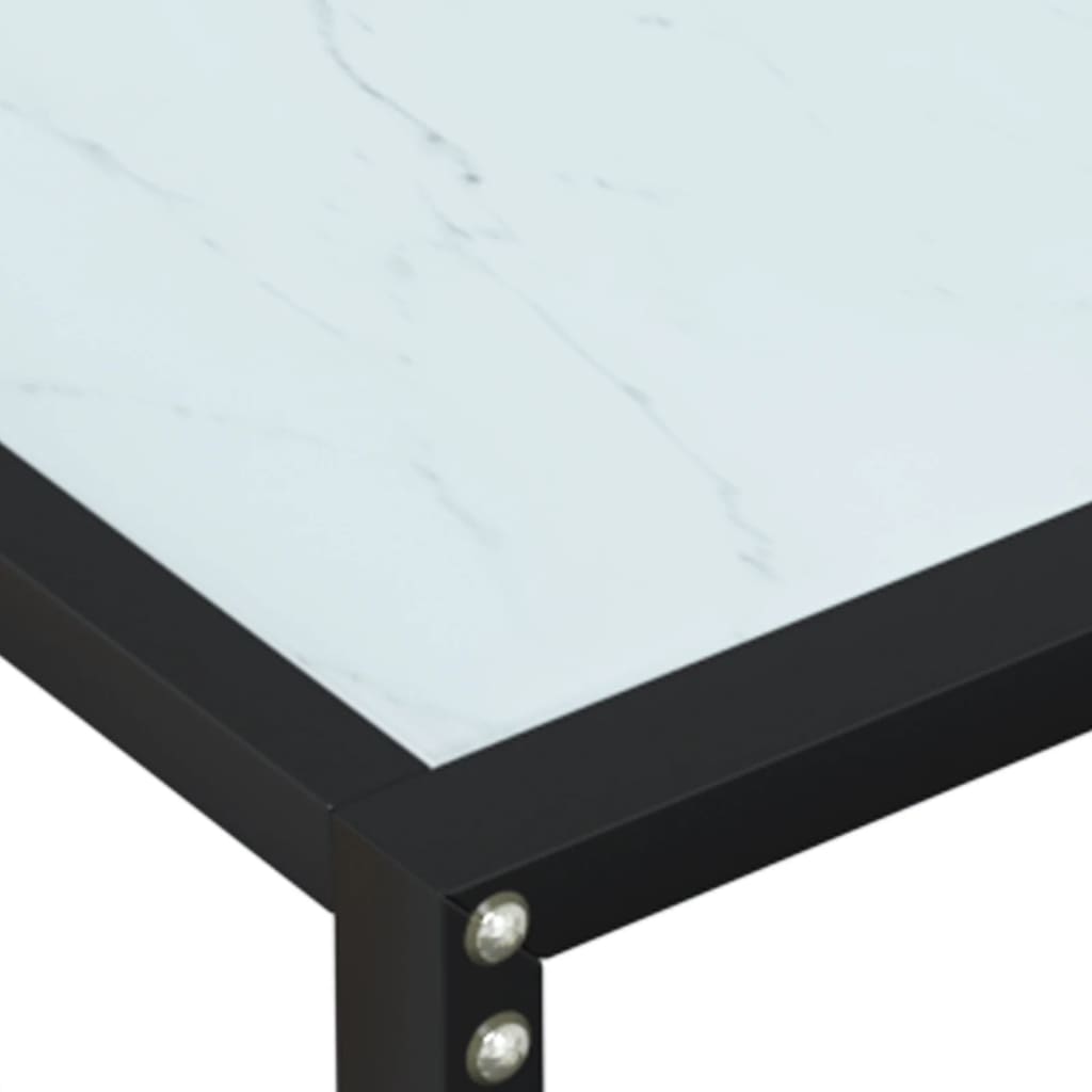 Weiße Marmorkonsole Tabelle 140x35x75,5 cm getemperter Glas