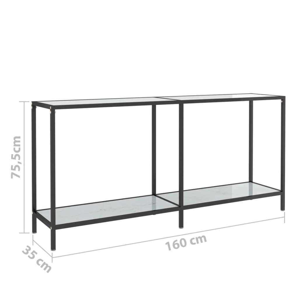 White console table 160x35x75.5 cm tempered glass