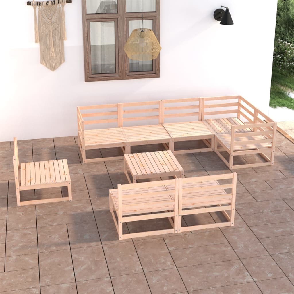 Salon de jardin 9 pcs bois de pin massif