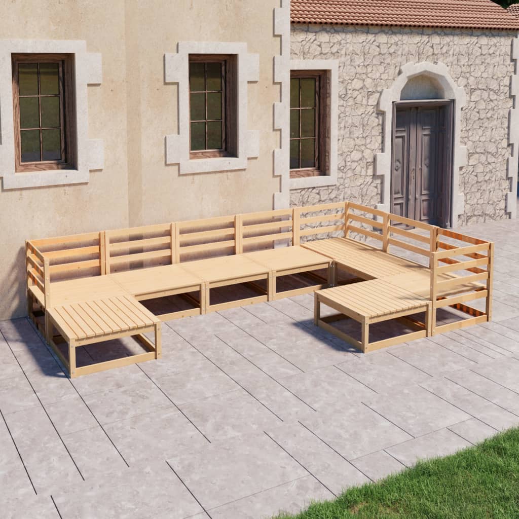 Salon de jardin 9 pcs bois de pin massif