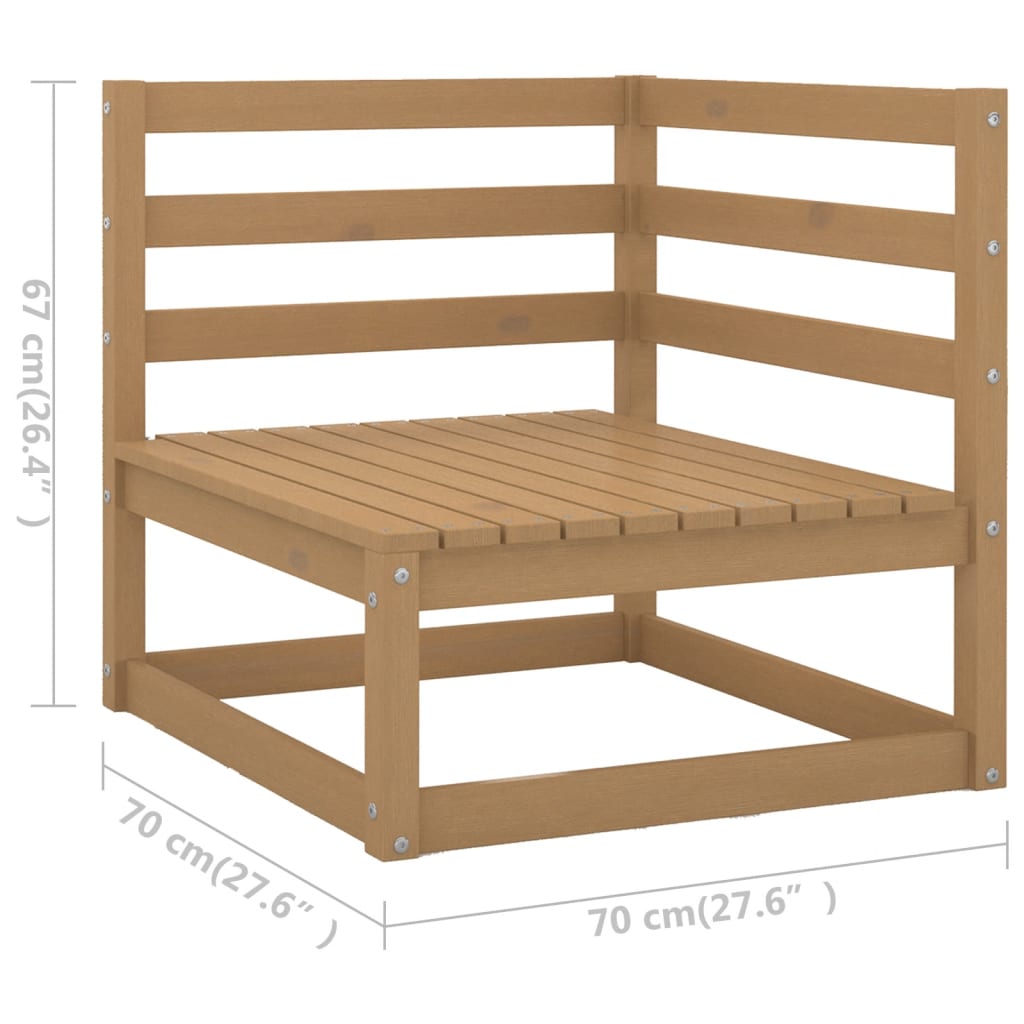 Salon de jardin 9 pcs marron miel bois de pin massif