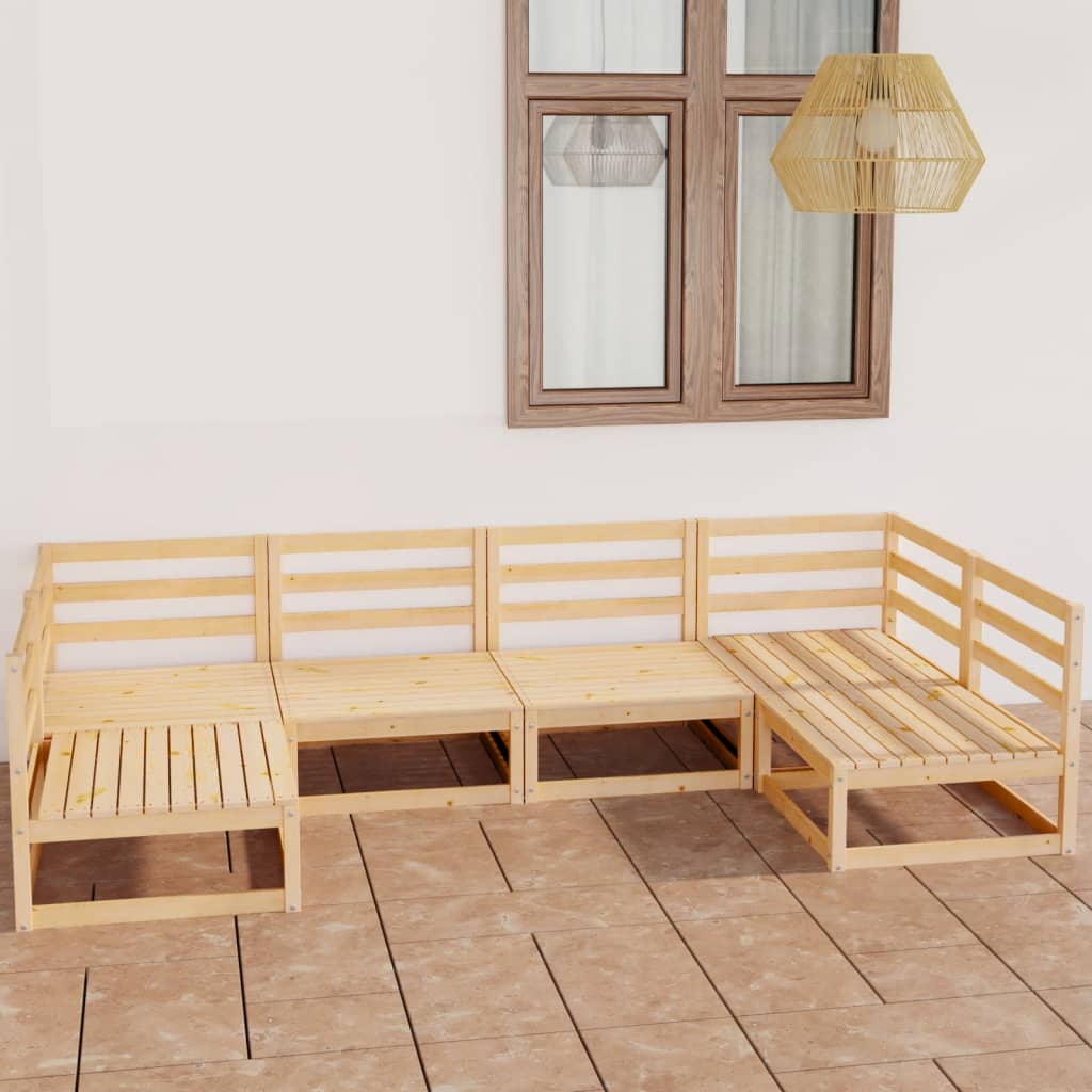 Salon de jardin 6 pcs bois de pin massif