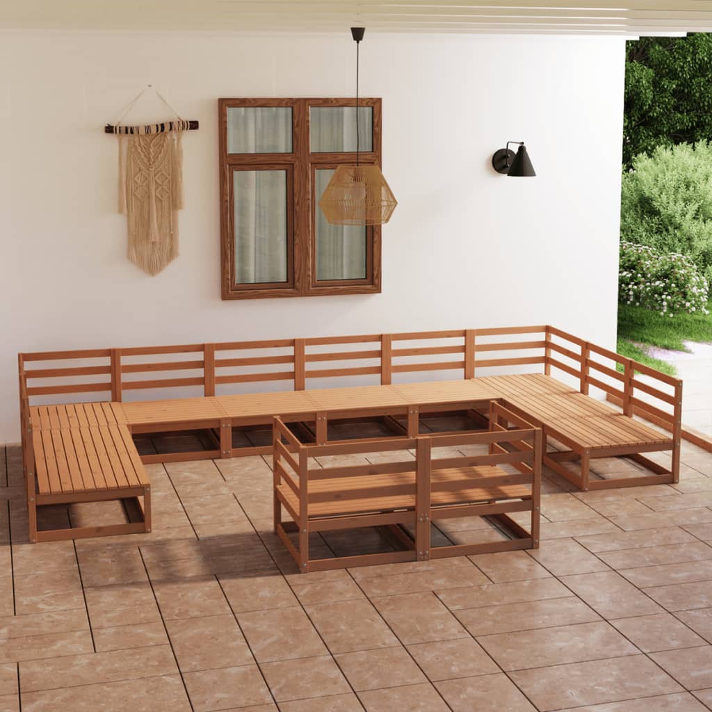 Salon de jardin 12 pcs bois de pin massif