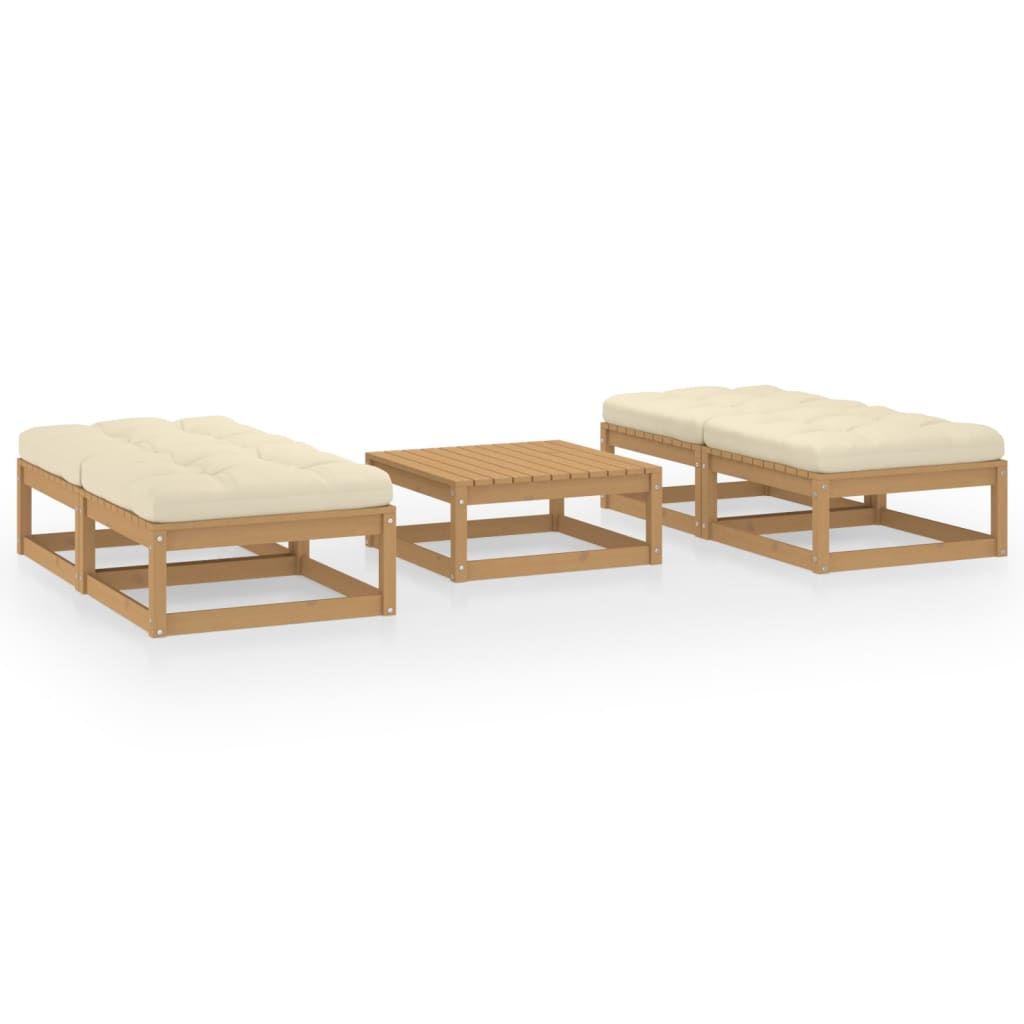 Salon de jardin 5 pcs avec coussins bois de pin massif