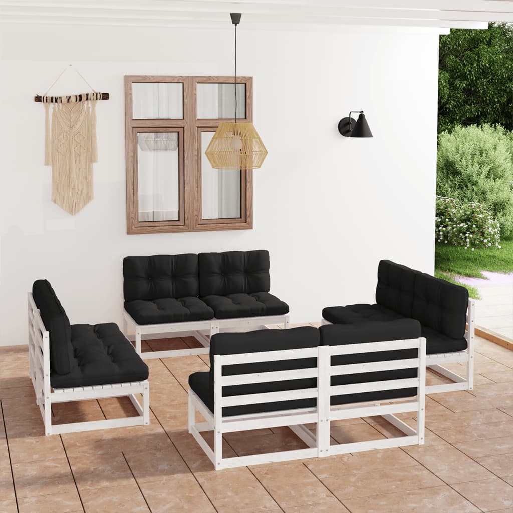 Salon de jardin 8 pcs avec coussins Bois de pin massif