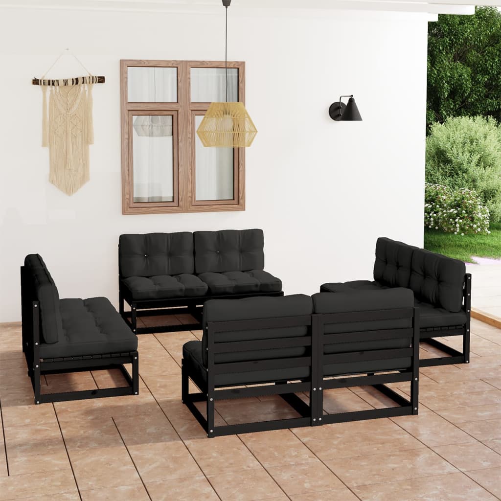 Salon de jardin 8 pcs avec coussins Bois de pin massif