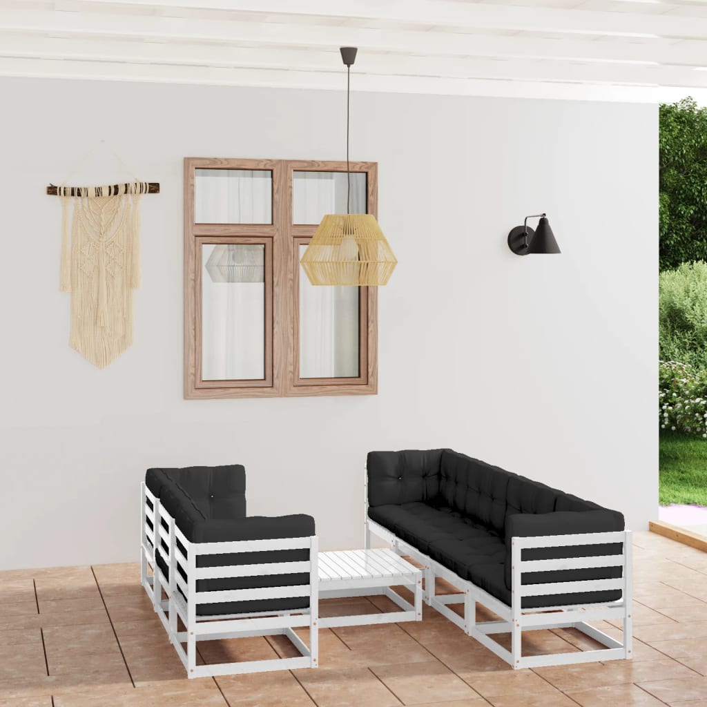 Salon de jardin 8 pcs avec coussins Bois de pin massif