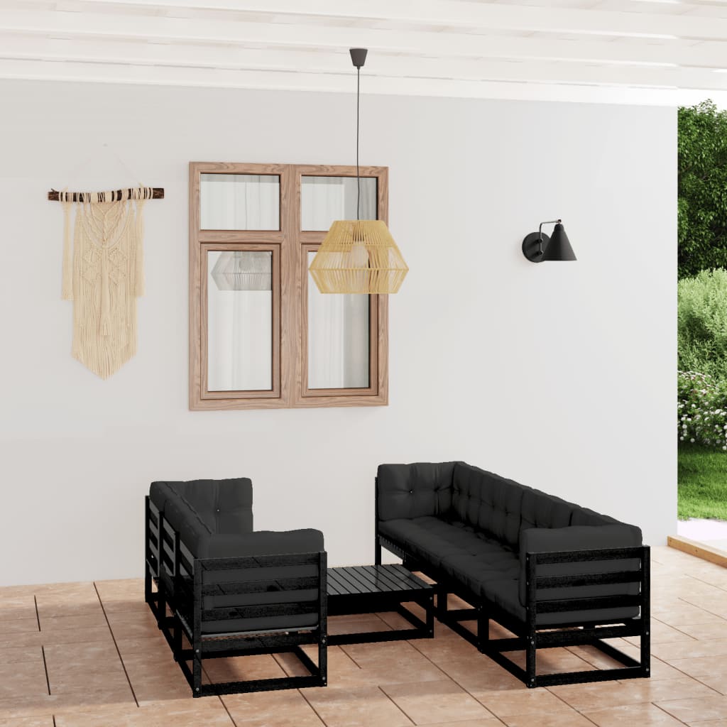 Salon de jardin 8 pcs avec coussins Bois de pin massif