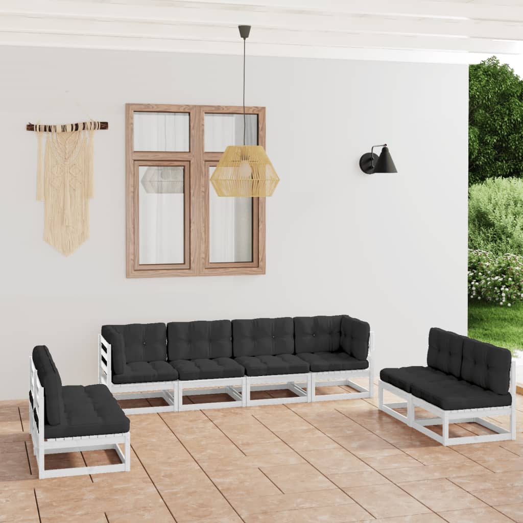 Salon de jardin 8 pcs avec coussins Bois de pin massif