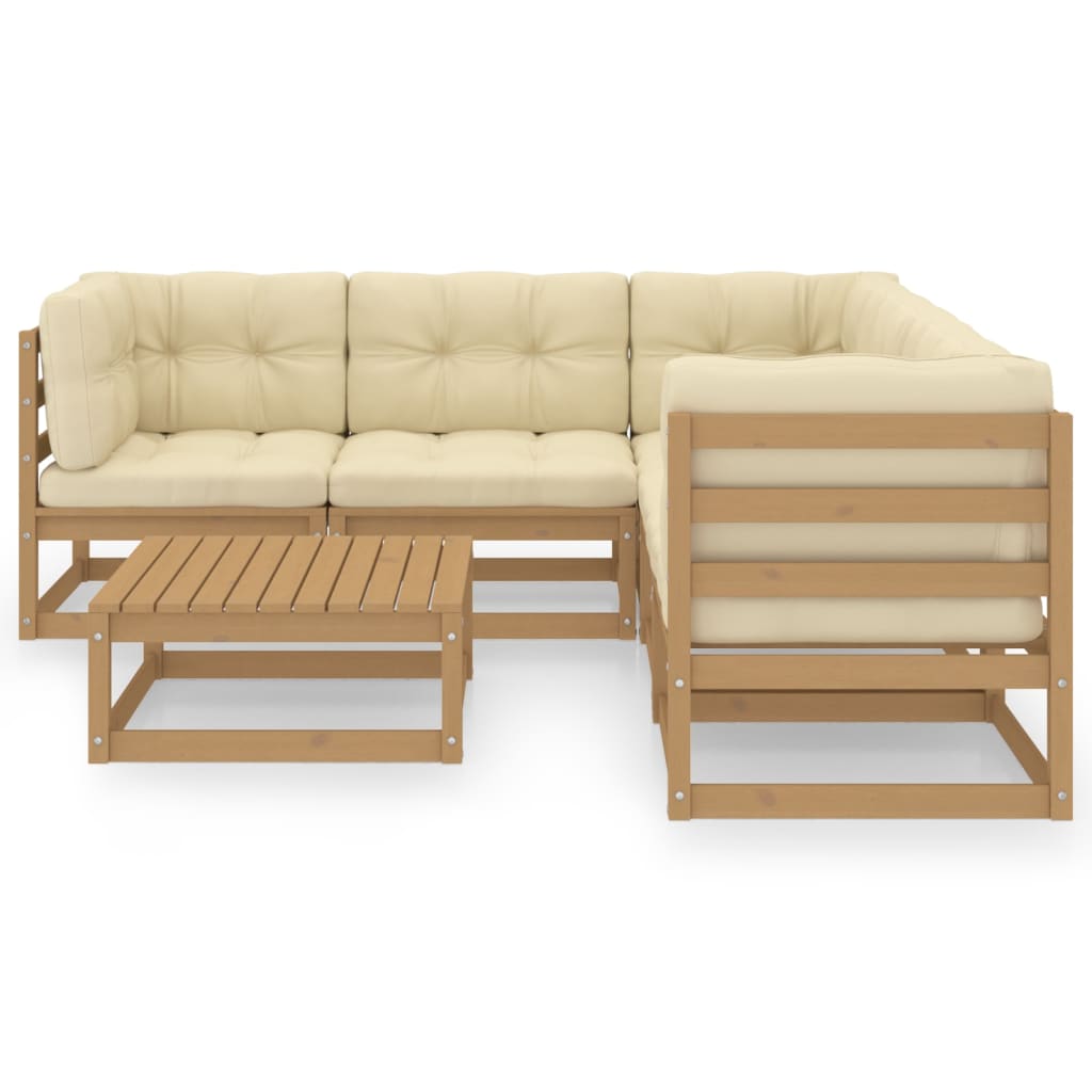 Salon de jardin 6 pcs avec coussins Bois de pin massif