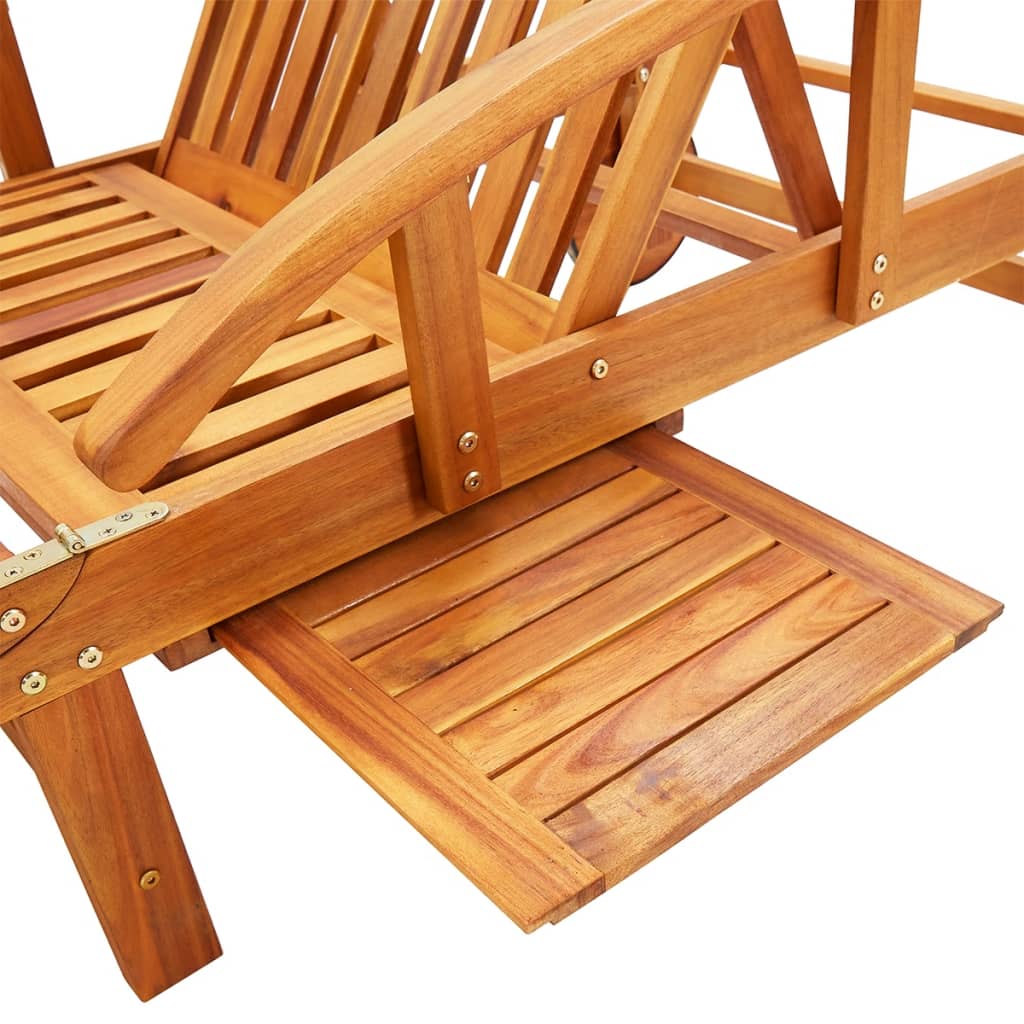 Long chairs 2 pcs with solid acacia wood cushions