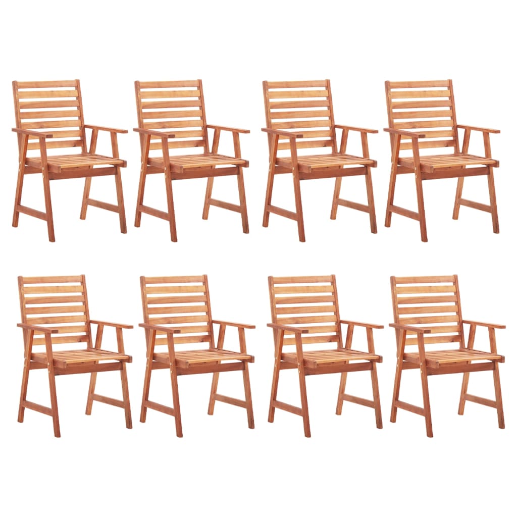 8 pcs outdoor dinner chairs with solid acacia cushions