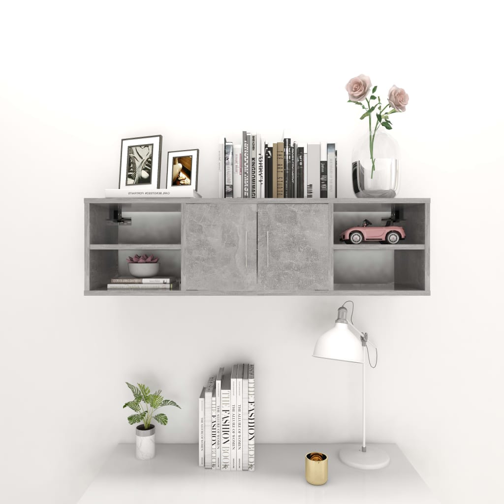 Concrete gray wall shelf 102x30x29 cm agglomerated