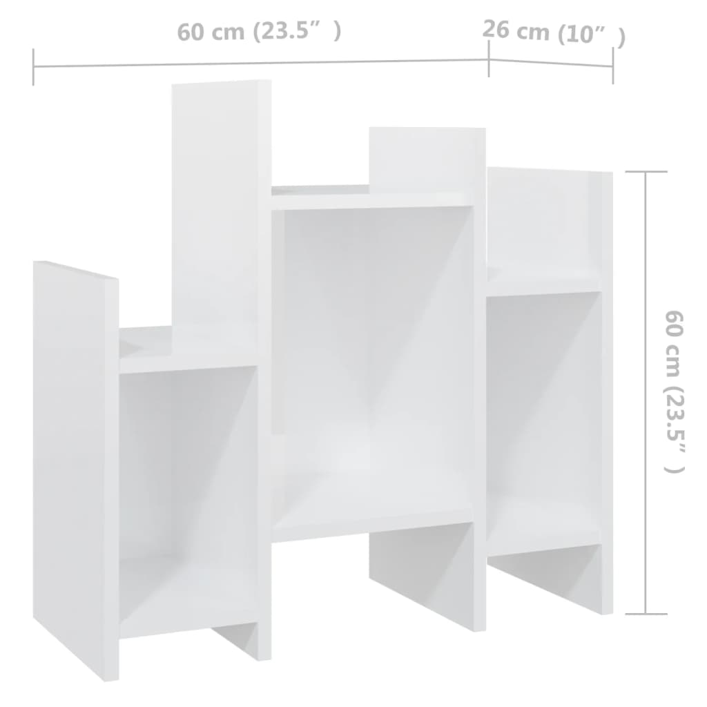 Mobile laterale Bianco lucido 60x26x60 cm Truciolare