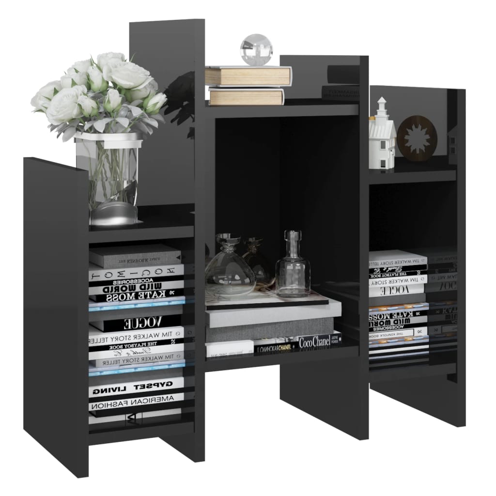 Shiny black side cabinet 60x26x60 cm agglomerated